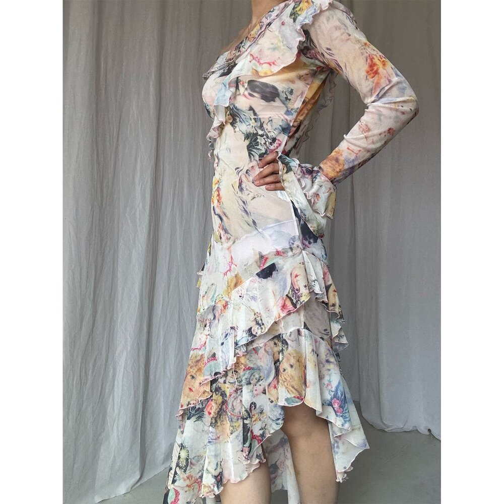 Jean Paul Gaultier Maille pink ruffle dress - Picture 7 of 15